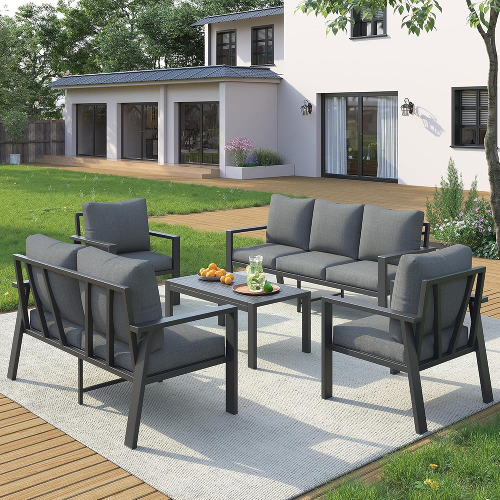 UDPATIO Aluminum Outdoor Patio Furniture Set 5 Pieces Metal Conversation Sets...