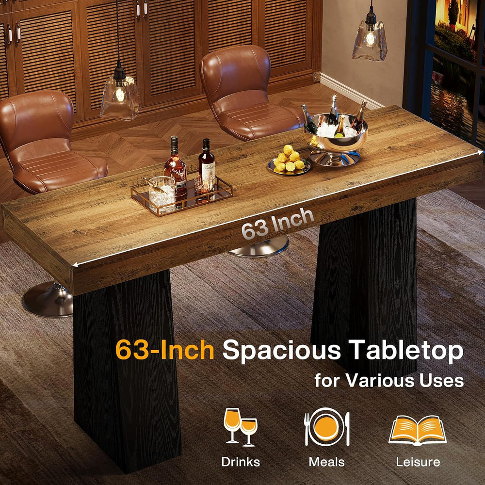 Tribesigns 63 Inch Bar Table, Bar Height Counter Table, Brown Black (1)