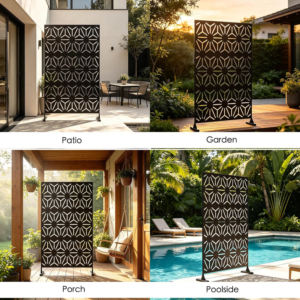 Kozyard Metal Privacy Screen 74" H x 47.2" W Decorative Outdoor Div...