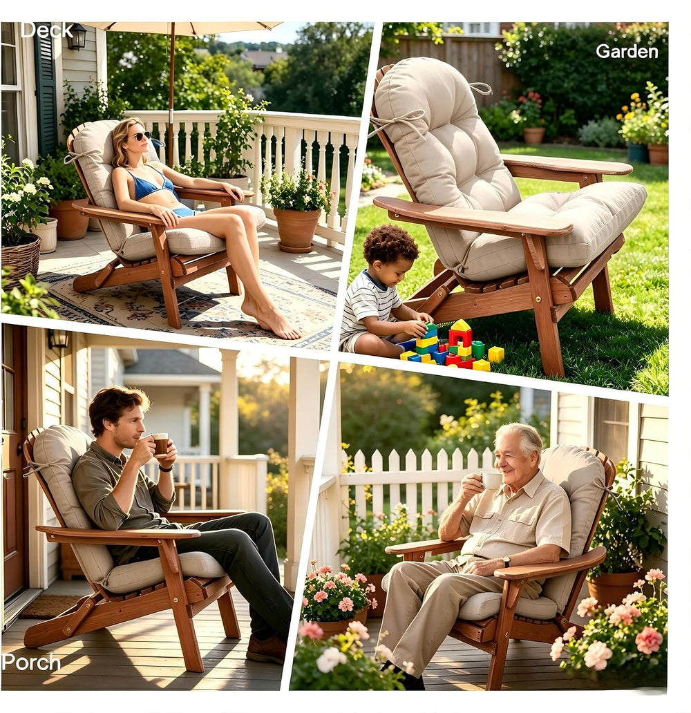 QILLOWAY Outdoor High Back Chair Cushion for Adirondack, All Weather Rocking ...