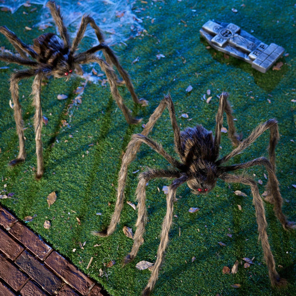 JOYIN 2 Pack 5 Ft Halloween Outdoor Decorations Hairy Brown Spider, Scary Fak...