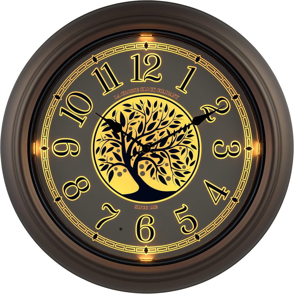 La Crosse Technology Indoor/Outdoor Lighted Dial Analog Quartz Wall Clock, 18...
