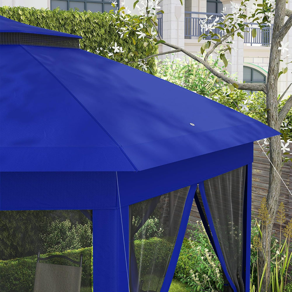 Outsunny 13' x 13' Pop Up Gazebo, Hexagonal Event Tent, Dark Blue and...