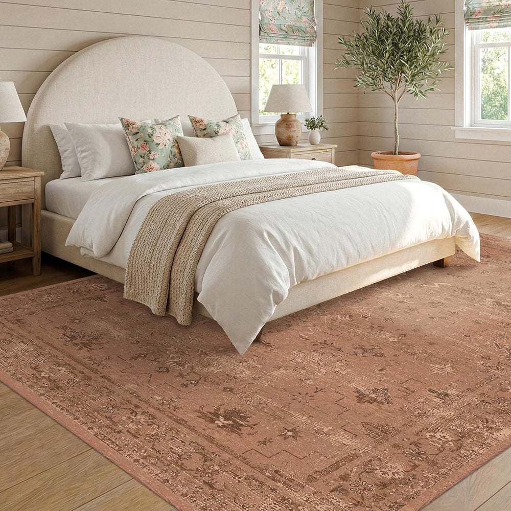 TALANOVA Terracotta 9x12 Washable Area Rugs for Large Living Room, Non-Slip L...