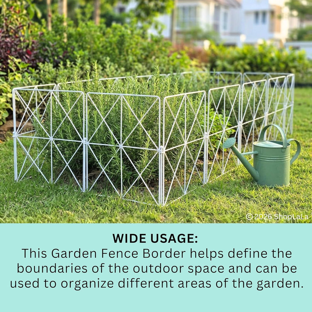 ShopLaLa Garden Fence (10 Panels) 12.5in(L) x 16.5in(H) Decorative White Meta...