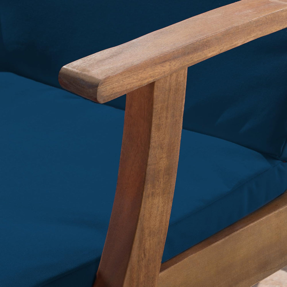 Great Deal Furniture Daisy Outdoor Teak Finish Chaise Lounge with Blue Water ...