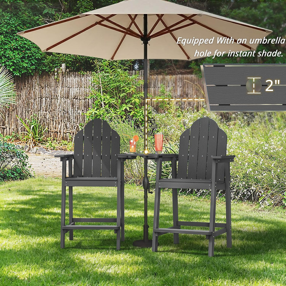 LUE BONA Tall Adirondack Chair Set of 4, HDPS Bar Height Chairs, Dark Gray