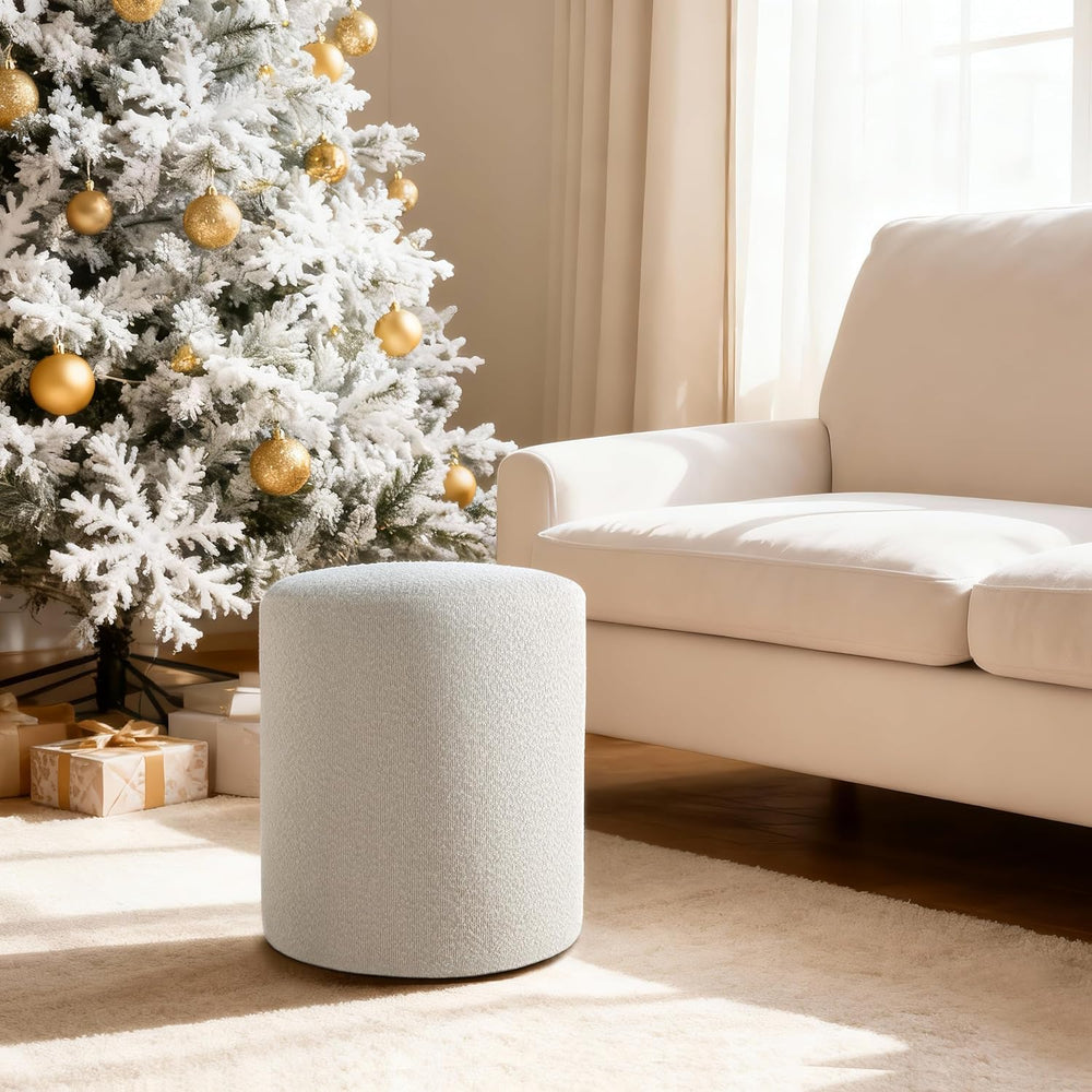 Get Set Style Modern Round Ottoman with Soft Padded Seat, Multifunctional Van...