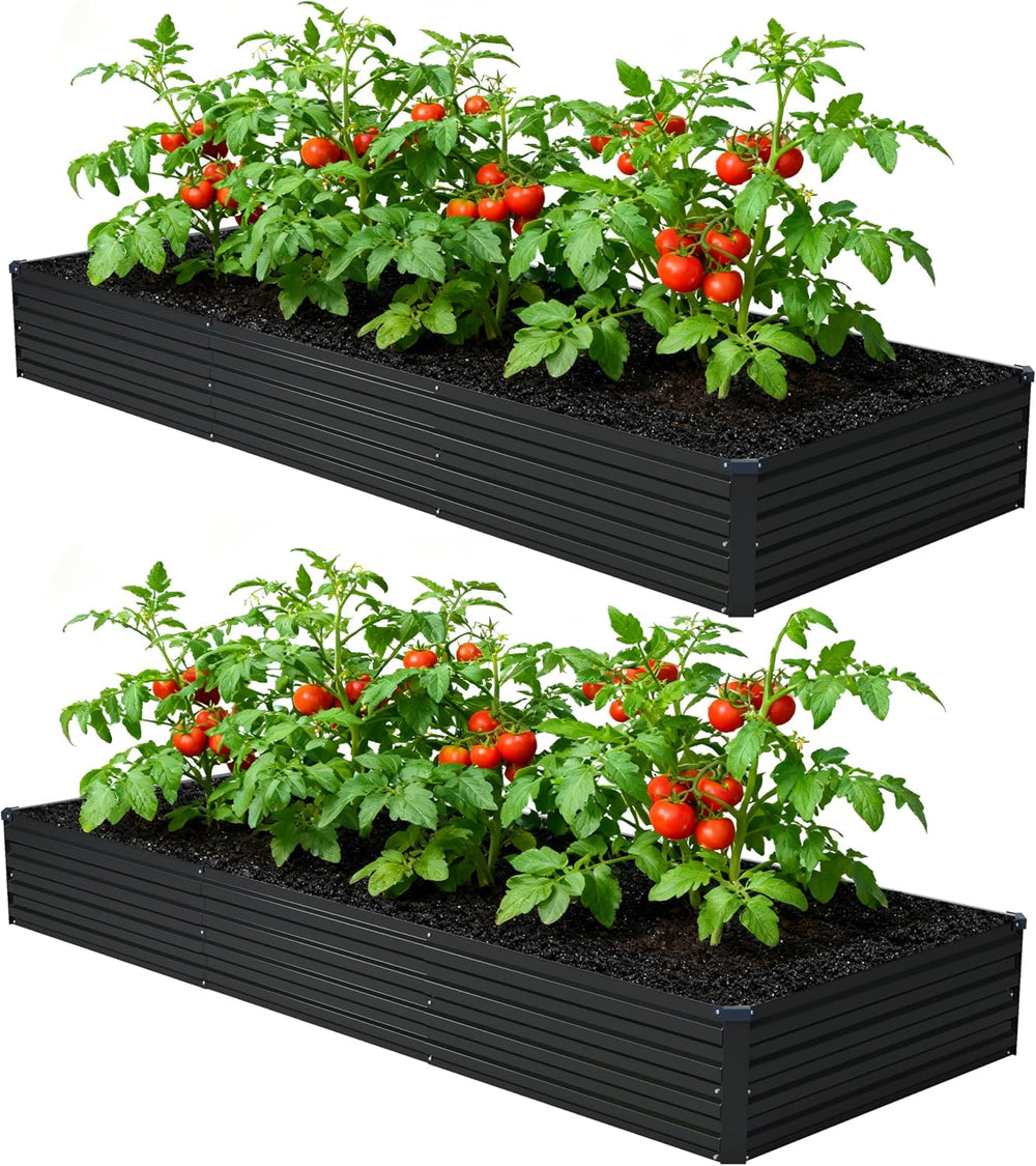 Foxlang 12x4x1ft(2 Pack) Galvanized Raised Garden Bed,Outdoor Planter Box Met...