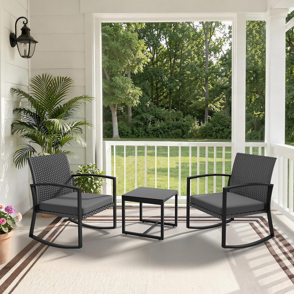 WWR Rocking Patio Bistro Sets 3 Piece - All-Weather - Conversation Furniture ...