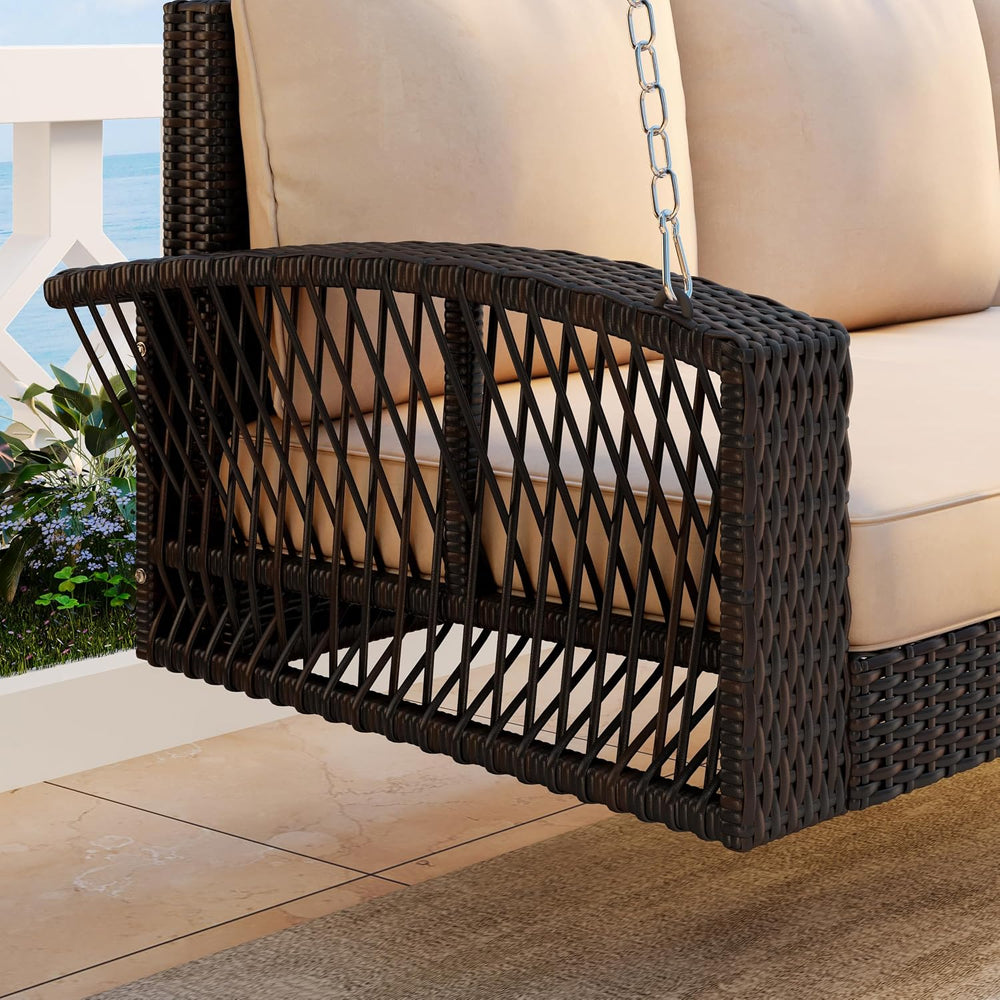Porch Daybed Swing Outdoor Wooden Swing Bench, Patio N704P250643EHanging Swin...