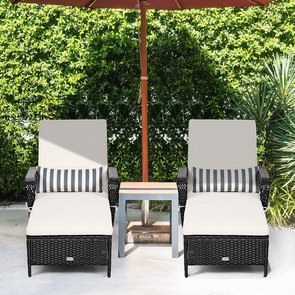 Tangkula Wicker Chaise Lounge Outdoor, Patio Rattan Reclining Chaise with 6-G...