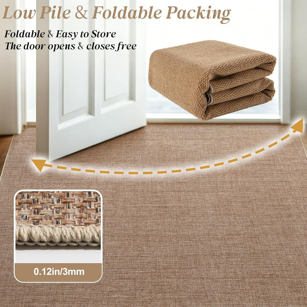8×10 Easy Jute Rug Washable Rugs Low Pile Outdoor Indoor Farmhouse Neutral No...