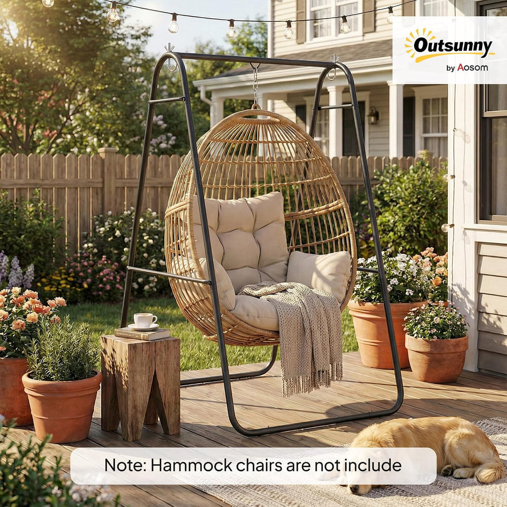 Outsunny Hammock Chair Stand Only Heavy Duty A-Frame for Hammock Black