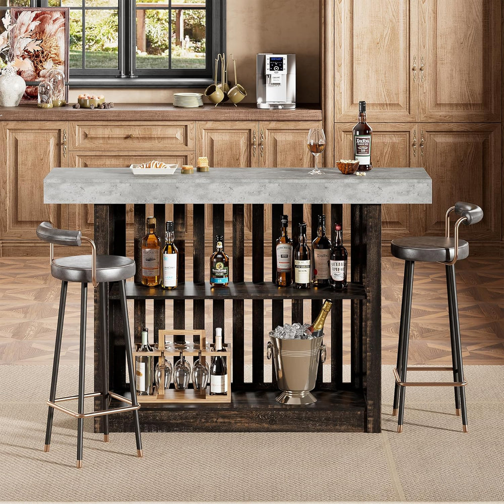 GarveeHome 63" Long Bar Table - Counter Bar Height Pub Table with 2 Tier...