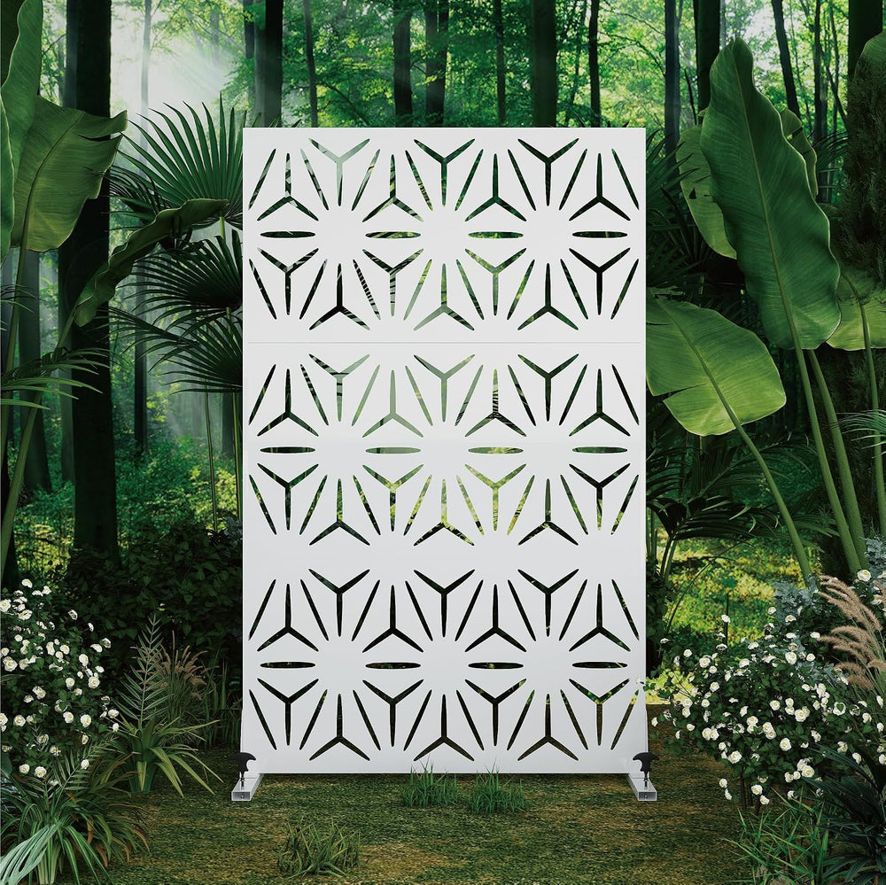QINPTWUT 72" Metal Privacy Screen, Outdoor Freestanding Privacy Panel fo...