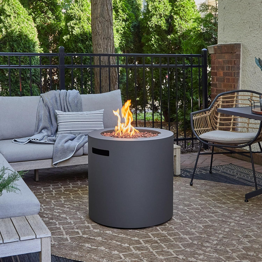 Real Flame Aegean 24" Round Propane Gas Fire Pit Table with Hidden Tank,...