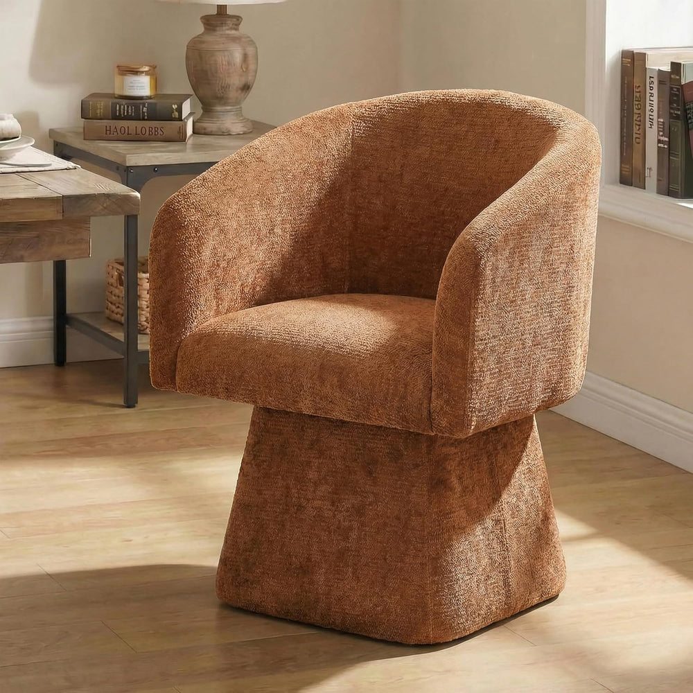 VKNOW Upholstered Swivel Dining Chairs Set of 2 with Barrel Back and Arm