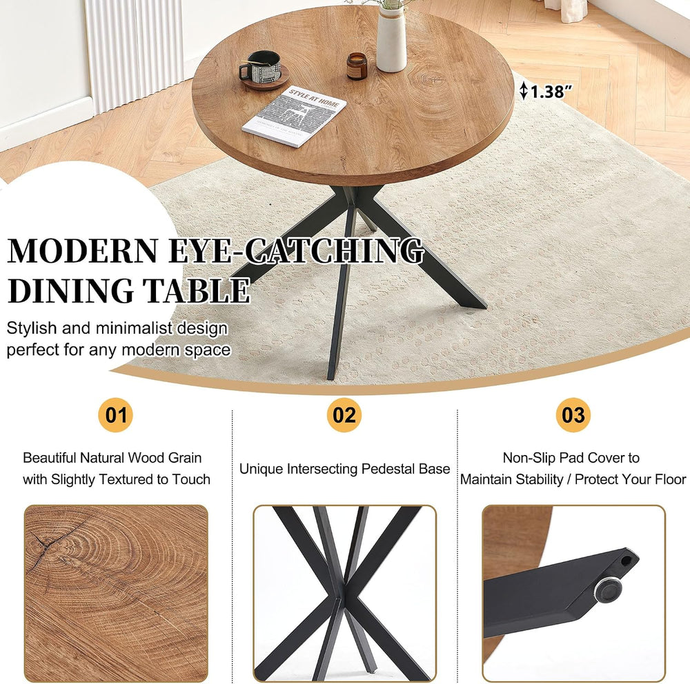 Homedot 37-Inch Round Kitchen Table with Upholstered Arm Chairs Set for 4, 5-...