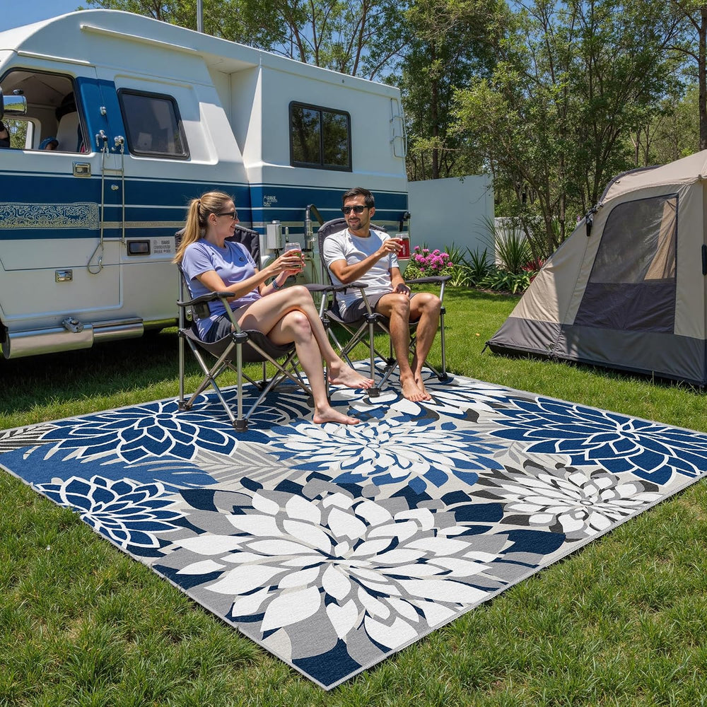 Arenarug Outdoor Rug Waterproof, Washable Patio Rug for Deck, 8x10, Blue