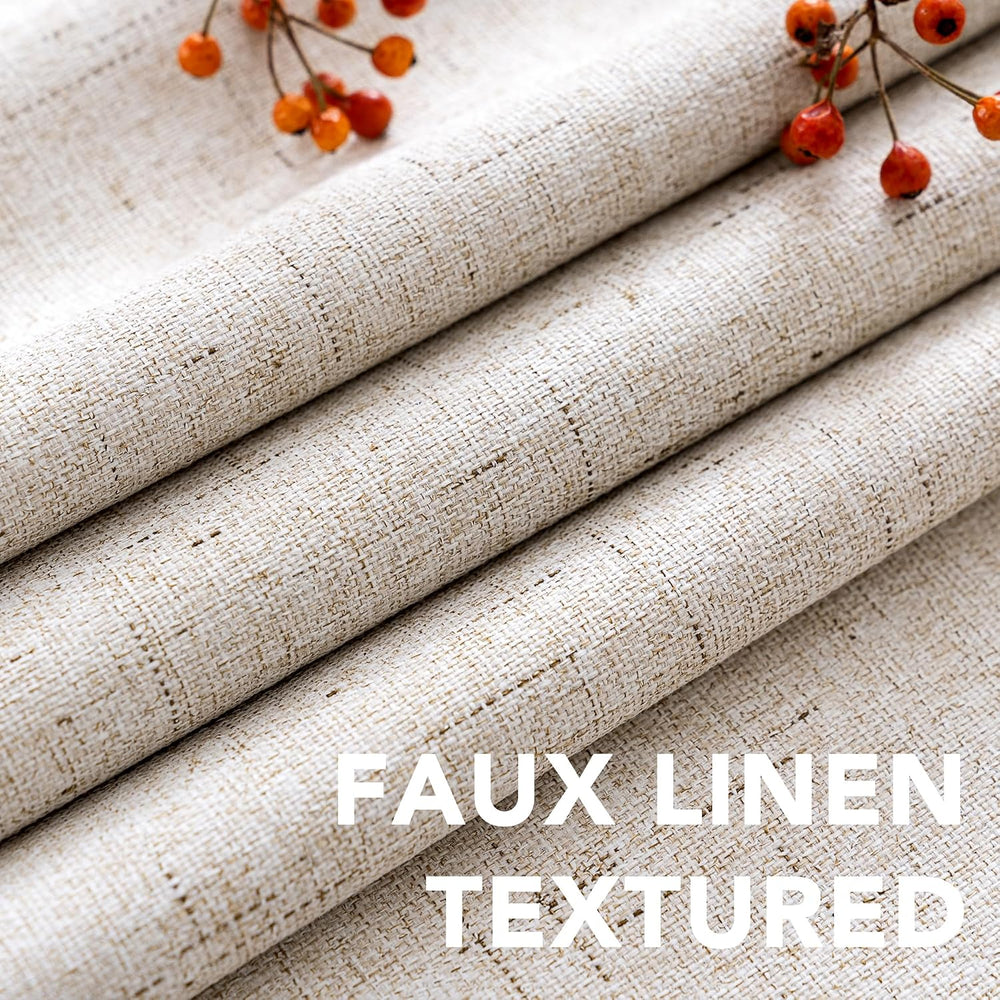 H.VERSAILTEX 100% Blackout Linen Curtains 84" L Natural Grommet