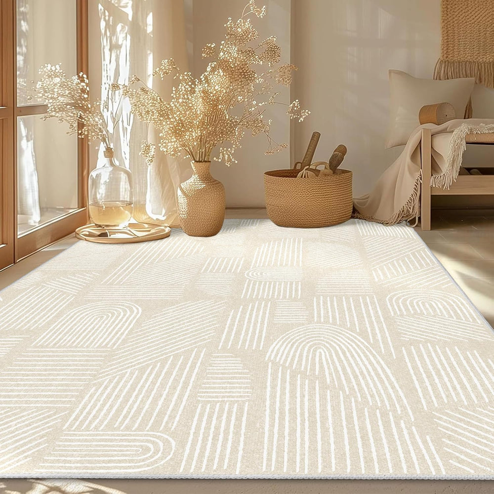 MUJOO 5x7 Area Rugs Washable Low Pile Non Slip Mid Century Modern Large