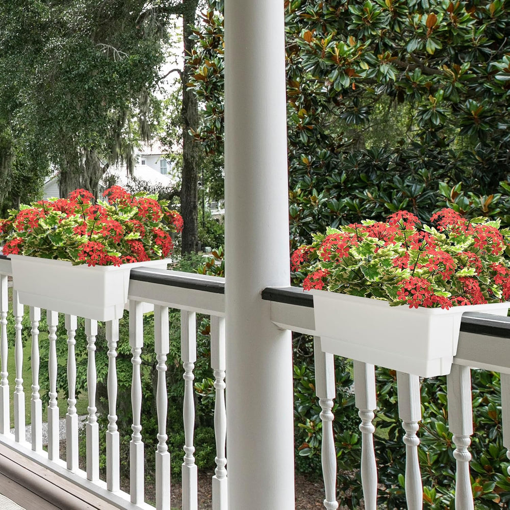 Railing Planter Box 2-Pack - 20.75-Inch Flower Boxes with Removable Drainage ...