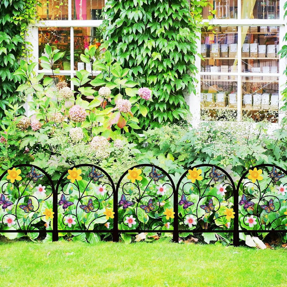 4 Pack Butterfly Decorative Garden Fence Metal Butterfly Flower Design Metal ...