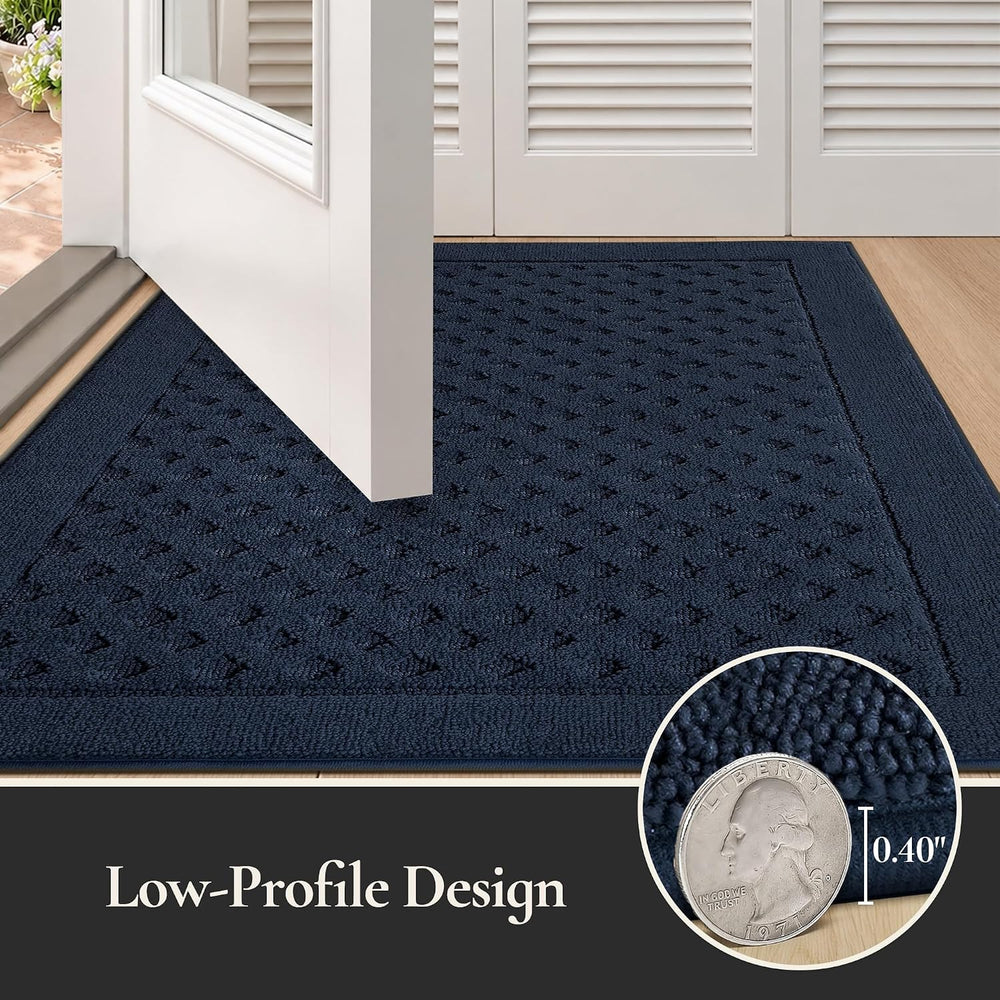 Dirt Trapper Door Mat 24"x 36", Non-Slip Entryway Rugs, Navy Blue