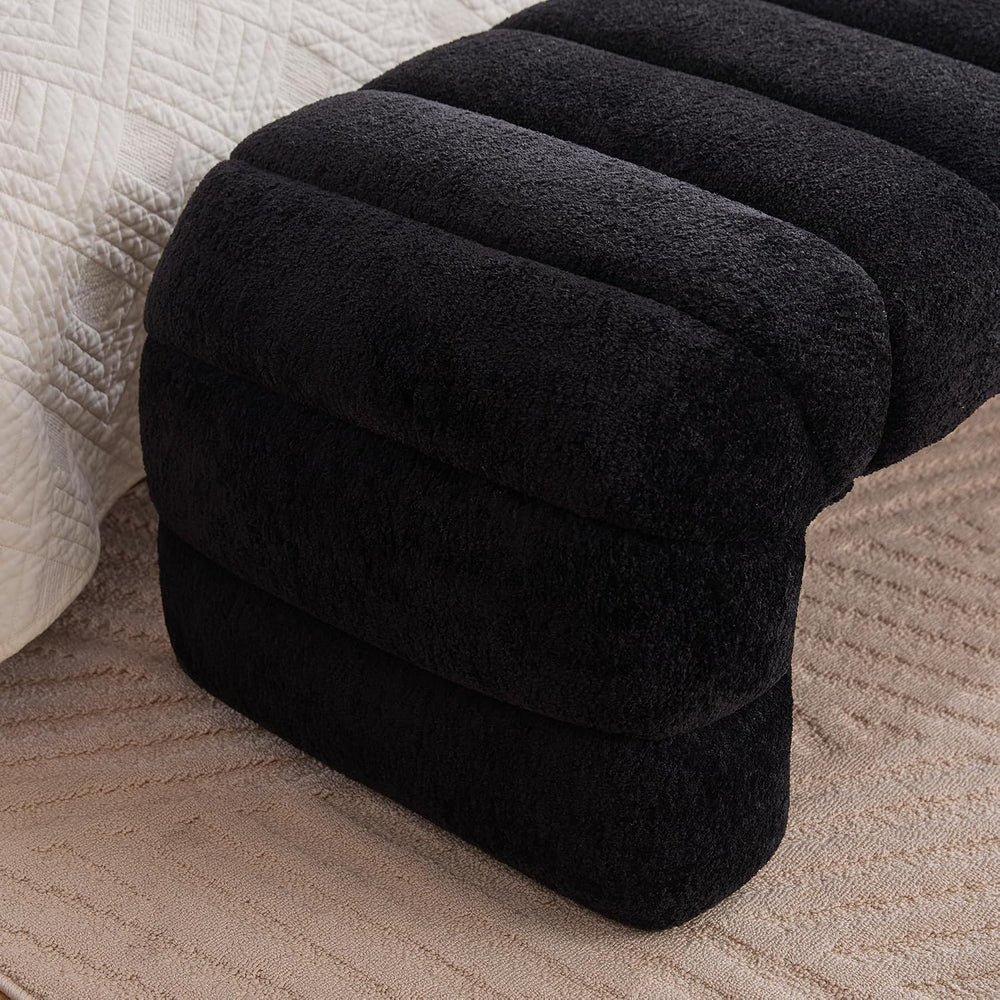 KEIKI 69.7" Modern Upholstered Armless Bed Bench, Channel Tufted Couch D...