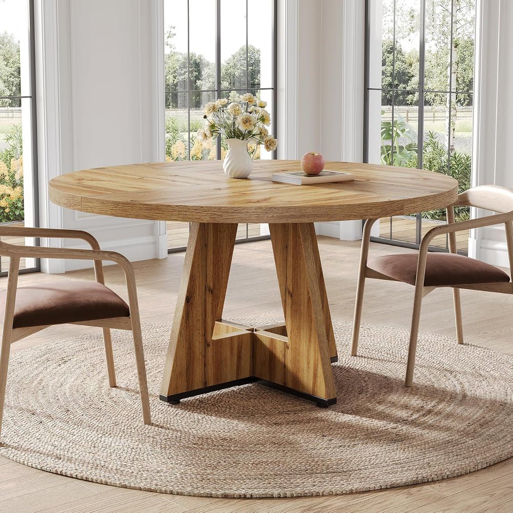 LITTLE TREE Round Dining Table for 4-6 People, 47 Inches Dining Room Table wi...