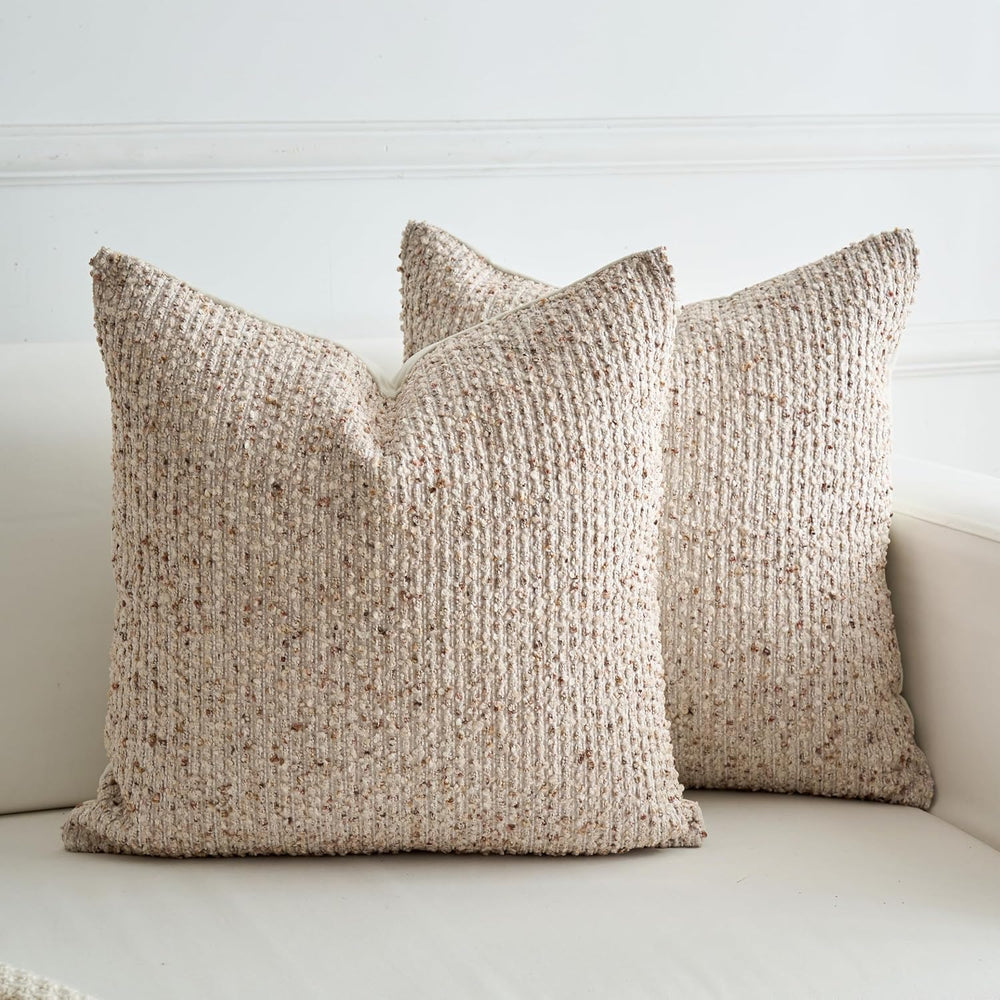 LIGICKY Pack of 2 Textured Boucle Throw Pillow Covers Decorative Modern Accen...