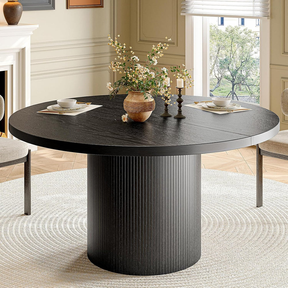ONBRILL 47 Inch Round Dining Table for 4-6, Black