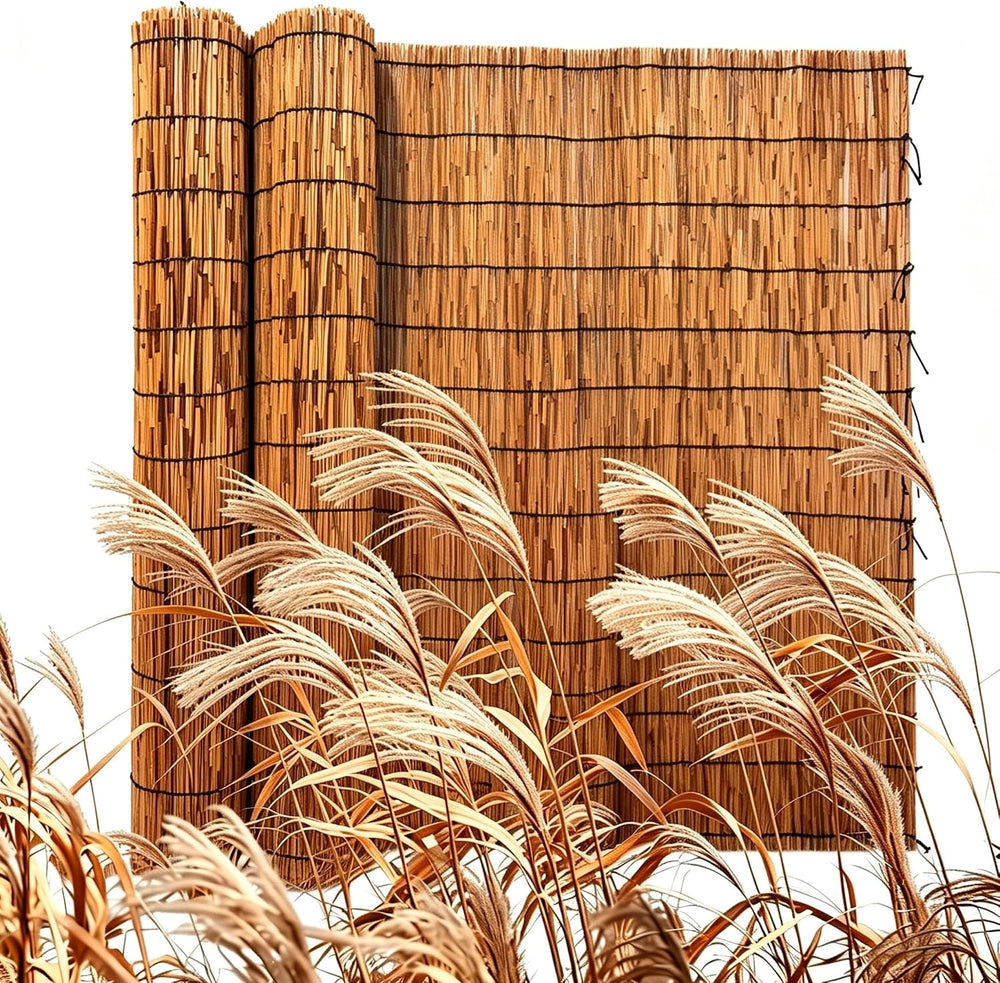 Reed Fencing Roll 4.92x25ft, 85% Shade Natural Bamboo Privacy Screen, Decorat...