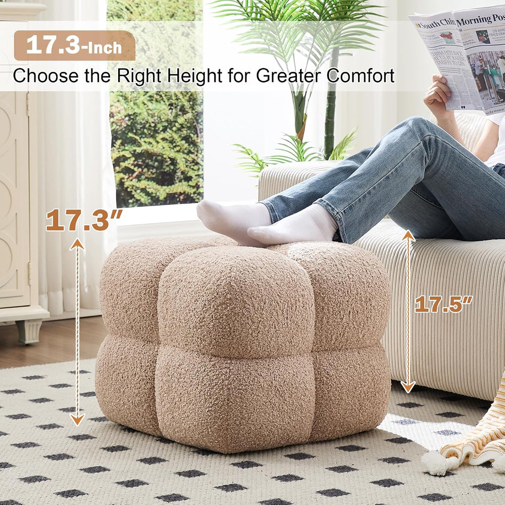 Zesthouse Square Pouf Ottoman Footstool, Modern Vanity Chair for Bedroom