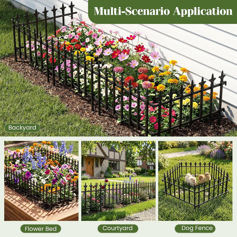 Giantex 5 Panels Decorative Metal Garden Fence, 9 FT No Dig Garden Border Fen...
