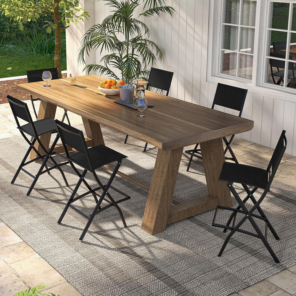 Tangkula Outdoor Barstools Set of 4, Counter Height Folding Bar Chairs with B...