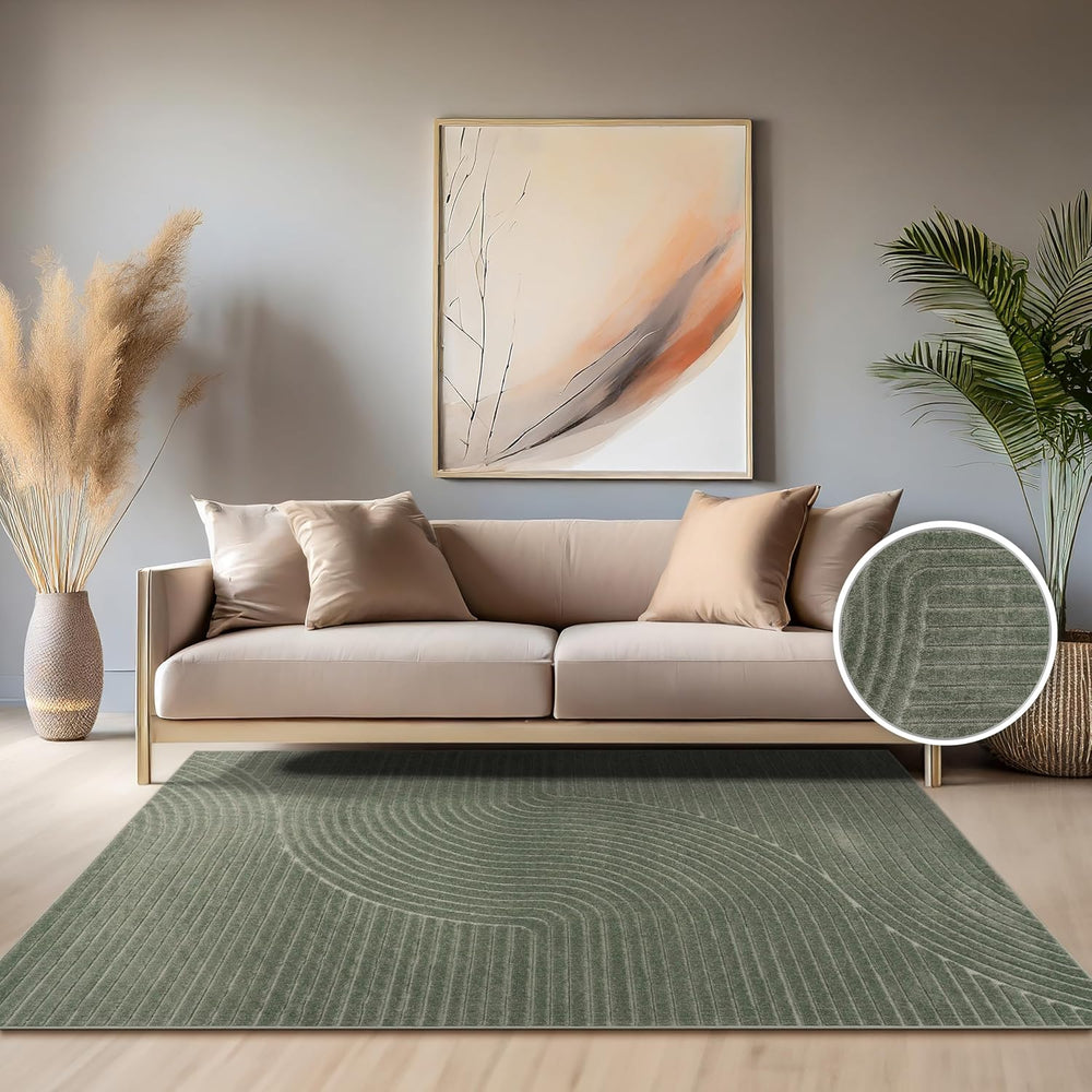 Paco Home Modern Area Rug with Raised Curved Line Pattern – Minimalist Design...