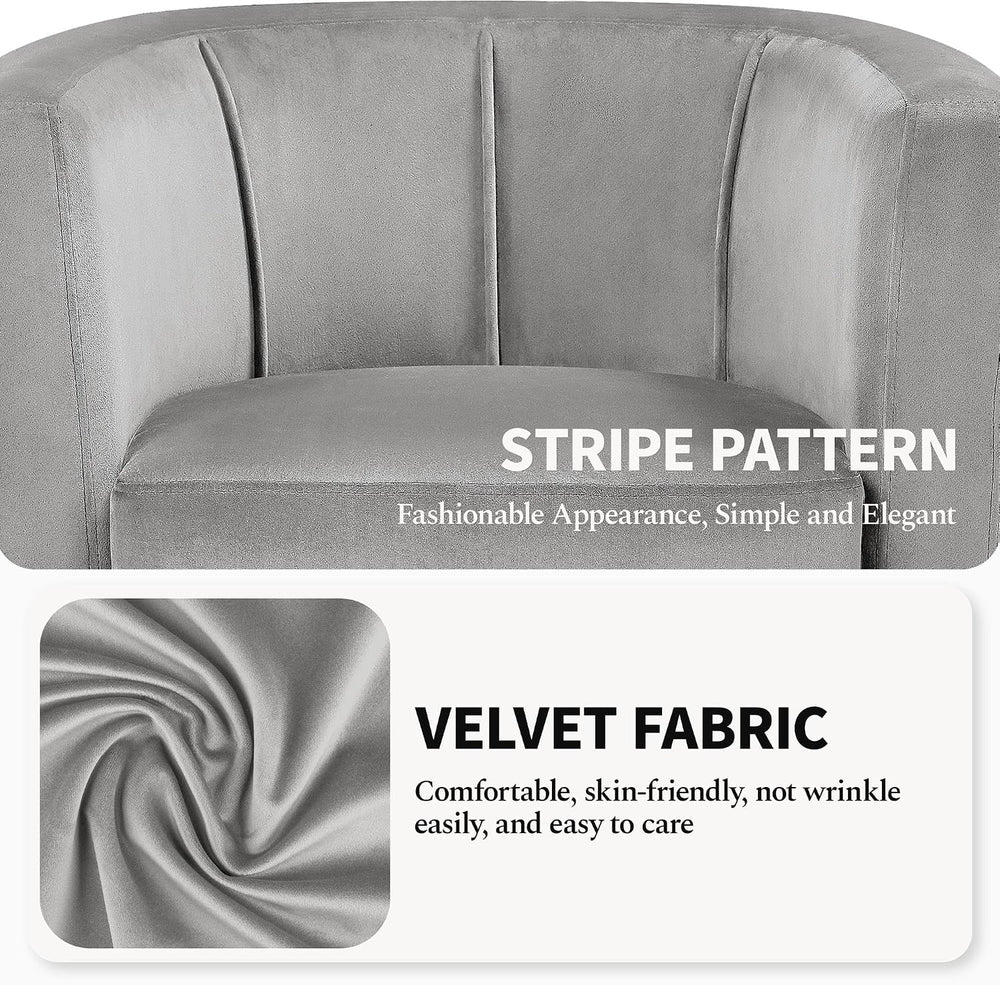 Yaheetech Barrel Accent Chair, Upholstered Modern Armchair, Gray