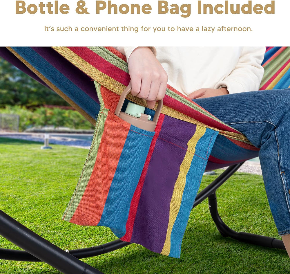 SUNCREAT Portable Space Saving Hammock with Stand, Two Person Hammock with St...