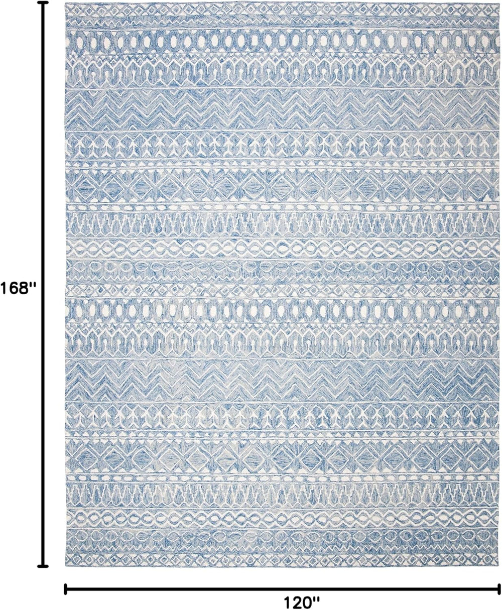 SAFAVIEH Micro-Loop Collection 10' x 14' BlueIvory MLP502M Handmade M...