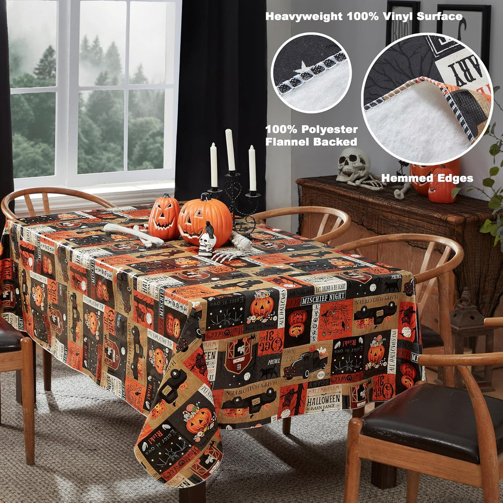 Newbridge Halloween Rustic Spooky Farm 60 x 120 Inch Rectangle Vinyl Tableclo...