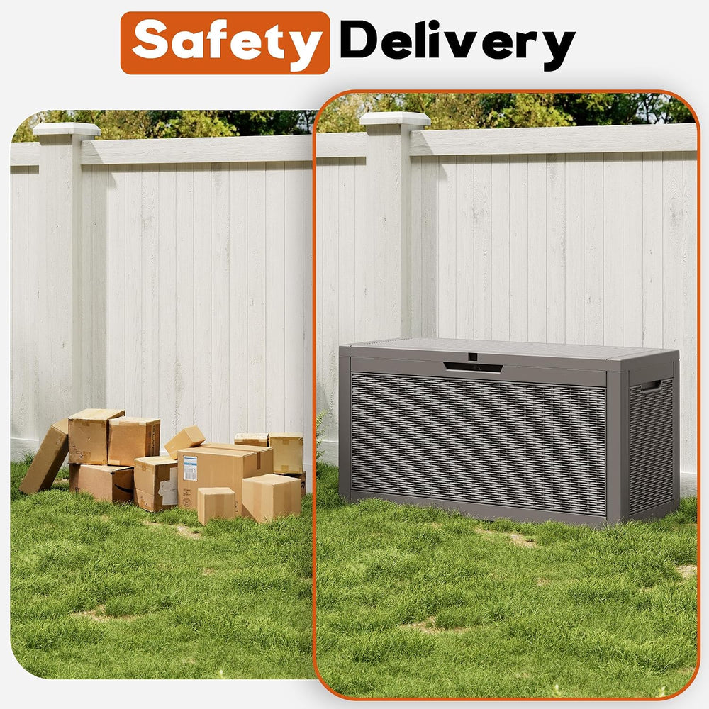 Outdoor Deck Storage Box, Waterproof,Grey,72 Gallon