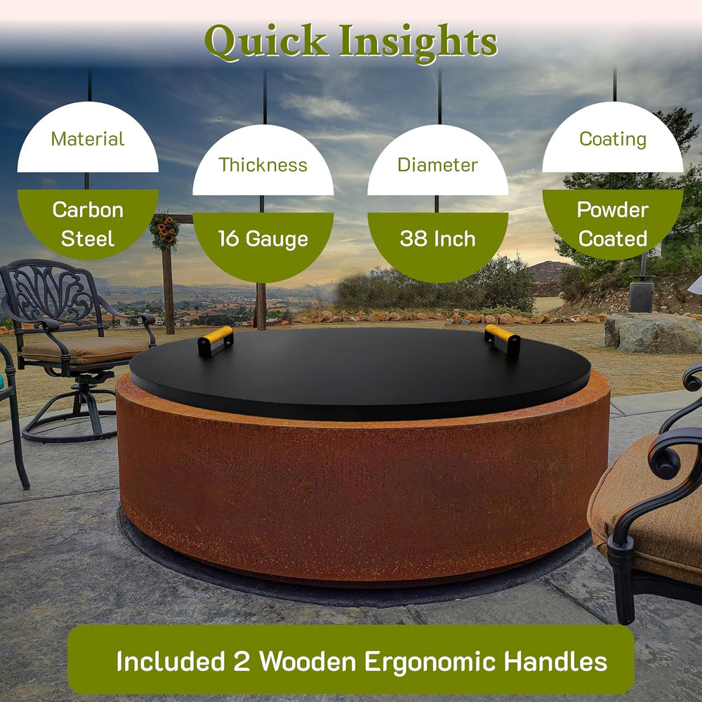 FEBTECH - Fire Pit Lid 38 Inch - Powder Coated 16 Gauge