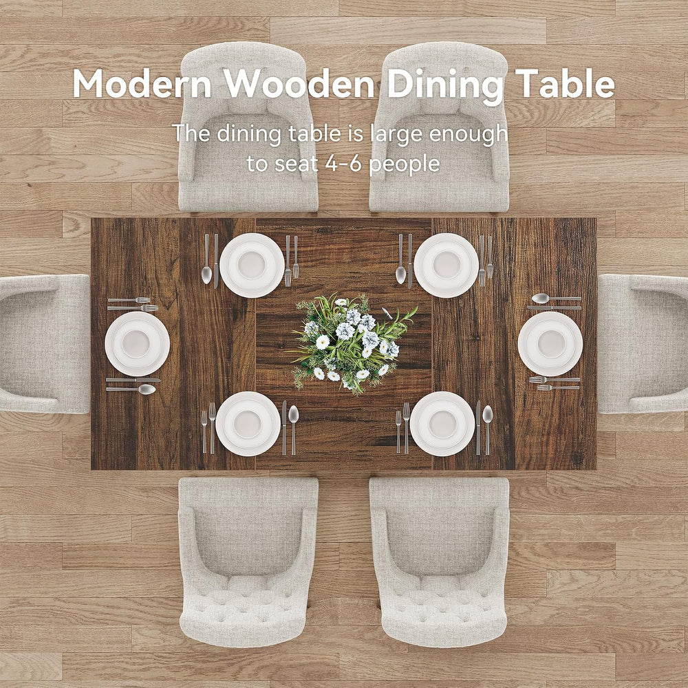 LITTLE TREE Rectangle Dining Table, Modern Kitchen Table Set for 6, Wooden Fu...
