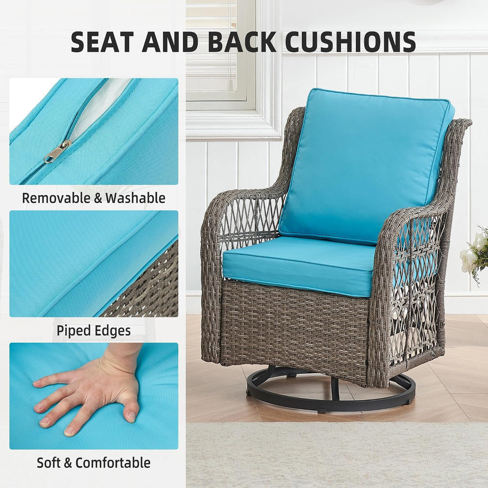 GAOMON 3 Pieces Outdoor Swivel Rocker Chair Set of 2 with Small Side Table, 3...