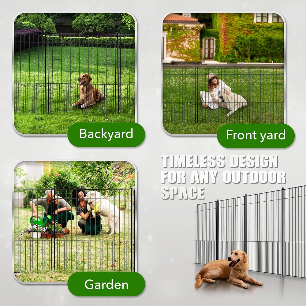 WESLEY'S CORNER Tall Fence Panels - 32”H x 29”L, No Dig Metal Dog Fence, ...