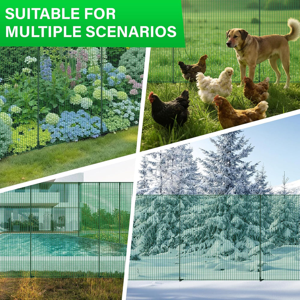 Temporary Fence with Posts,3‘x50‘ Animal Barrier Dog Portable Fencing
