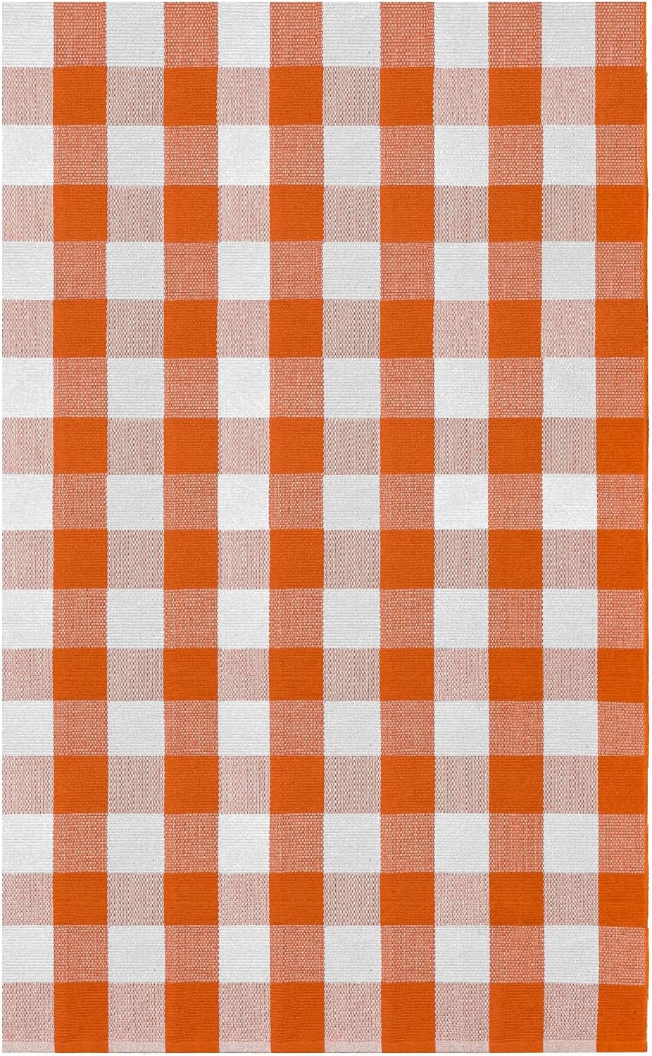 KILOCOCO 4'x6' Fall Orange White Buffalo Plaid Rug Halloween Front Do...