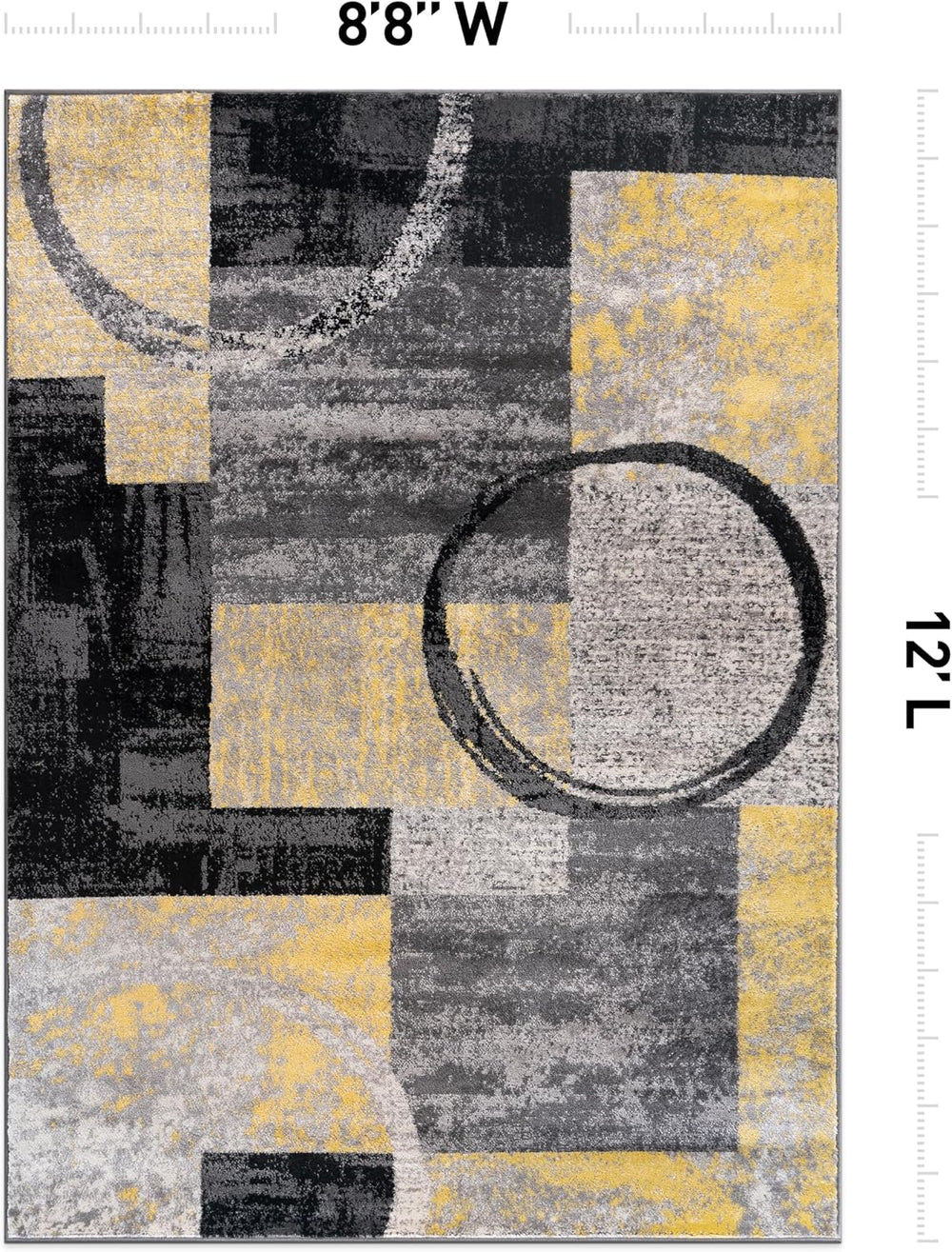 Rugshop Circle Design Contemporary Non-Shedding Area Rug Yellow 8'8"...